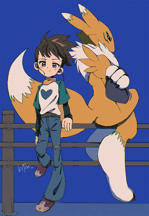 Renamon And Makino Ruki Digimon And 1 More Drawn By Shinbiko Danbooru