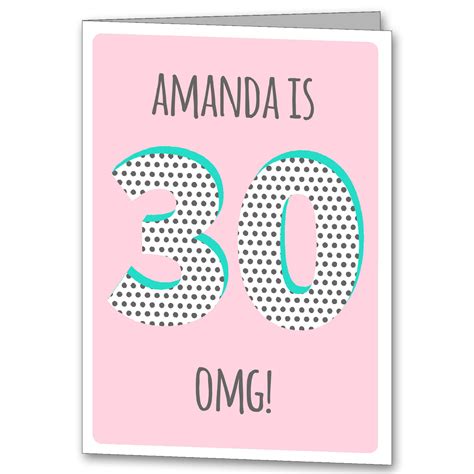 Personalised 30th Birthday Card Female Customised Age 30 Etsy