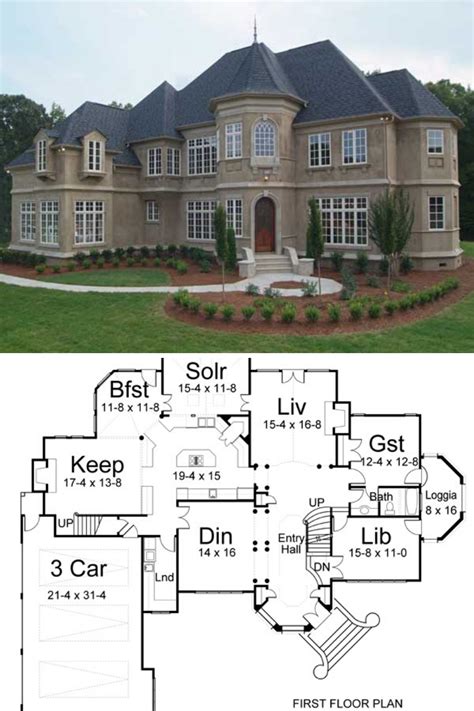 Two Story 5 Bedroom Amboise Home Floor Plan Castle House Plans