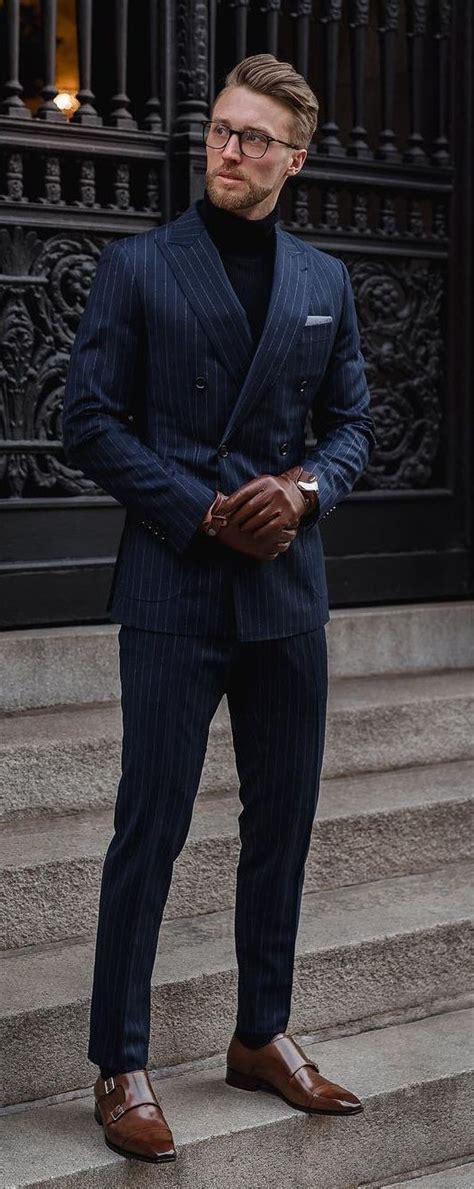 Navy Pinstripe Suit Outfit Ideas For Men Mens Pinstripe Suit Suits