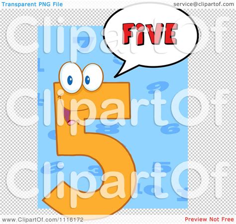 Clipart Happy Orange Number Five Talking 3 Royalty Free Vector