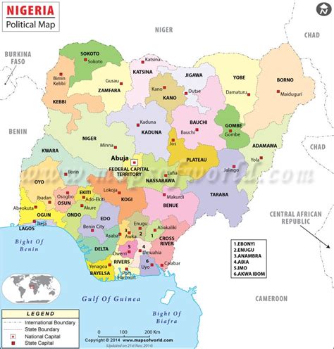 Map Of Nigeria With 36 States And Capitals The World Map