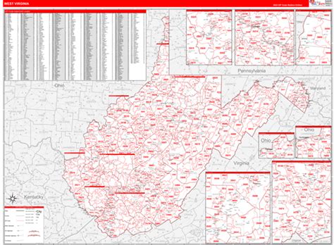 West Virginia Zip Code Maps Red Line
