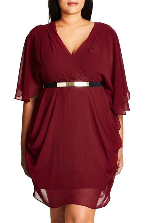 City Chic Belted Chiffon Faux Wrap Dress Plus Size Nordstrom Flattering Plus Size Dresses