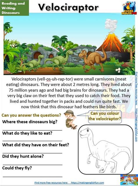 dinosaurs reading comprehension worksheet24