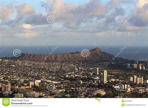 Diamond Head Crater And Honolulu View Stock Image Image Of Crater