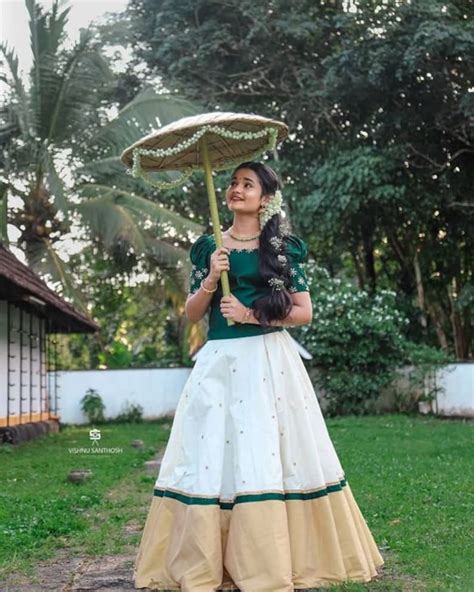 buy girls kerala traditional wear made of gold kasavu kasavu online in india etsy long