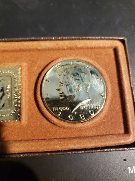 1980 Gold Plated John F Kennedy Coin Set Kennedy Half Dollar 3pc Rare