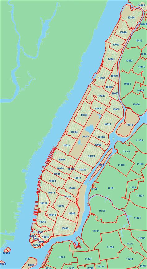 Detailed Zip Codes Map Of New York City New York City Detailed Zip