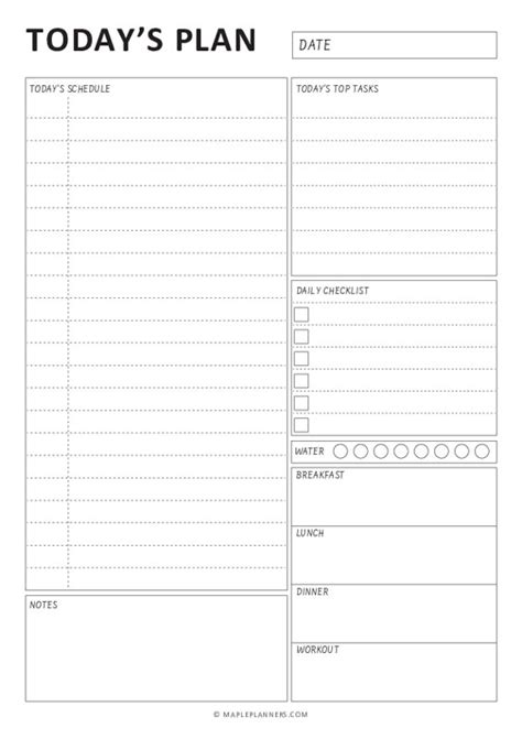 A Printable Daily Planner Is Shown With The Words Today S Plan On It