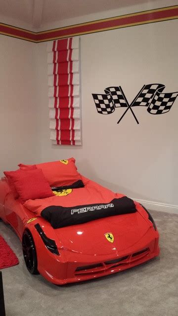 Sports bedrooms car racing theme. Ferrari Race Car bedroom - Transitional - Kids - Los Angeles