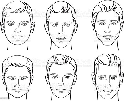 Men Face Shape Line Drawing Illustration Stock