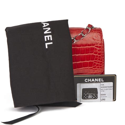 CHANEL RED SHINY MISSISSIPPIENSIS ALLIGATOR LEATHER MINI FLAP BAG ...