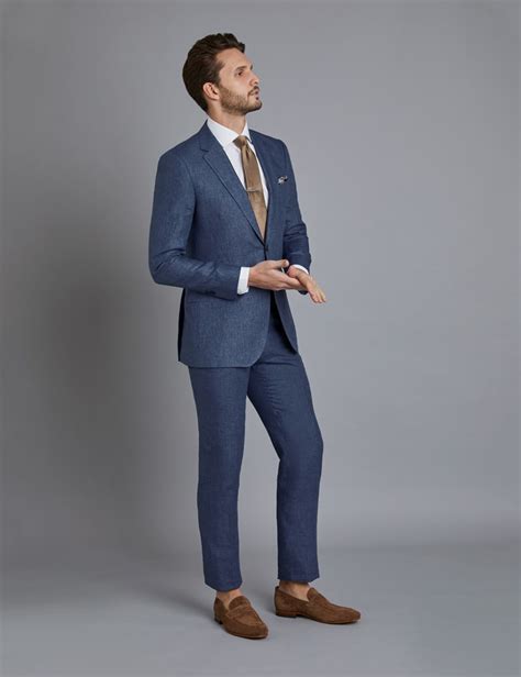Shop for slim fit mens suits online at target. Men's Blue Linen Slim Fit Suit | Hawes & Curtis