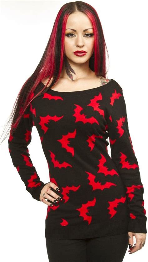 Black And Red Bats Sweater By Sourpuss Fashion Clothes Gothic Outfits