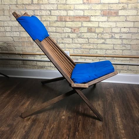Mid Century Modern Teak Slatted Folding Chair Chairish
