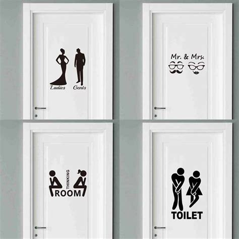Wc Toilet Door Entrace Sign Wall Stickers Room Decoration Bathroom Wall