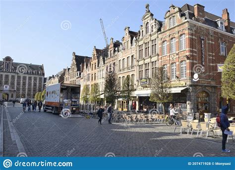 Truck In The Old Market Plaza Of Leuven Editorial Stock Photo Image