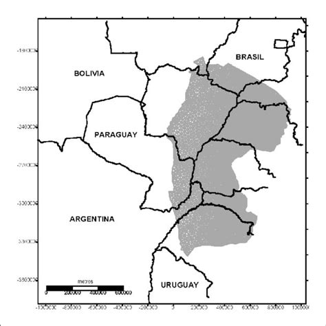 Mapa De Ubicación Del Acuífero Guaraní En La Cuenca Paraná Y