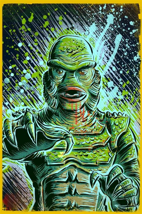 Creature From The Black Lagoon Art Print Halloween Monster Etsy