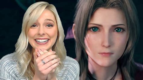 aerith s voice actress reacting to the latest final fantasy vii remake trailer is very wholesome