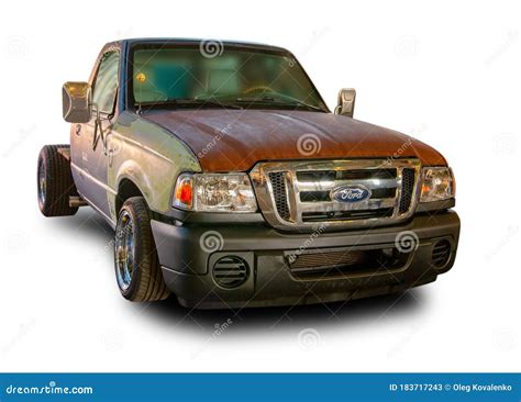 American Vintage Pickup Car Ford F 150 In Rat Style White Background