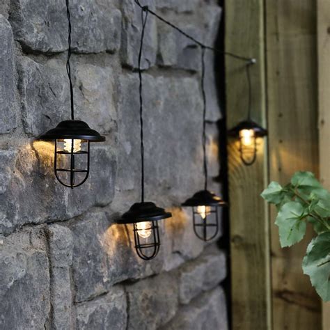 Outdoor Metal Plug In Lantern String Lights Warm White Leds 1m