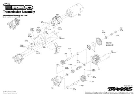 116 E Revo Transmission Assembly Exploded View Traxxas