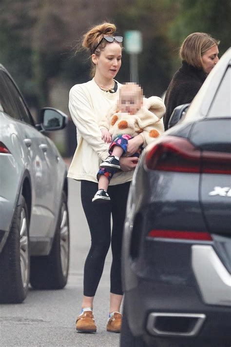Jennifer Lawrence Takes Son Cy 10 Mos For Walk In La Photos