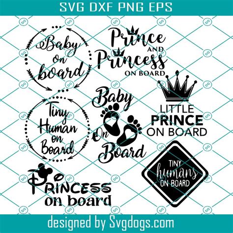 Baby On Board Svg Princess On Board Svg Tiny Human On Board Prince