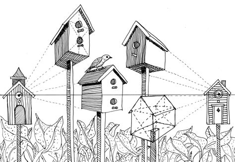 Perspective Drawing Illustration Little House Perspective Art 2