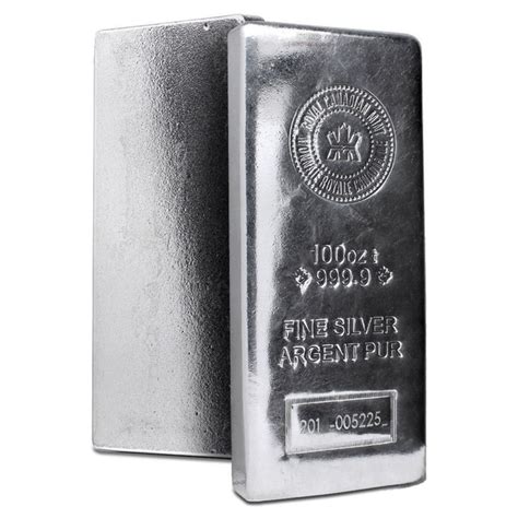 100 Oz Royal Canadian Mint Silver Bar Ottawa Bullion