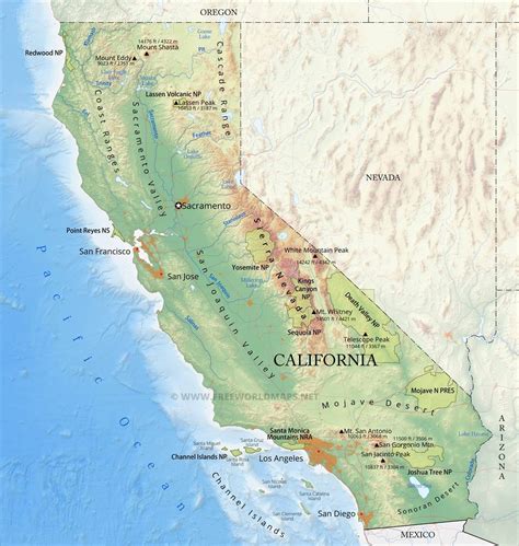 Map Of California Mountains Time Zones Map