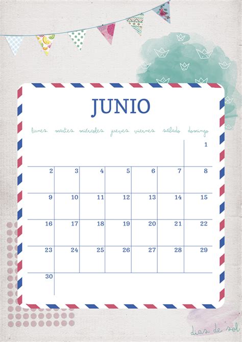 Imprimible Calendario Junio Mlcblog