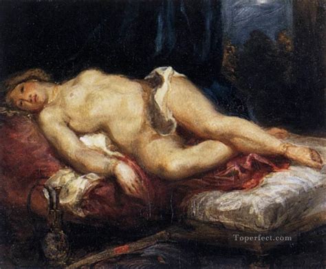 Odalisque Reclining On A Divan Romantic Eugene Delacroix Painting In