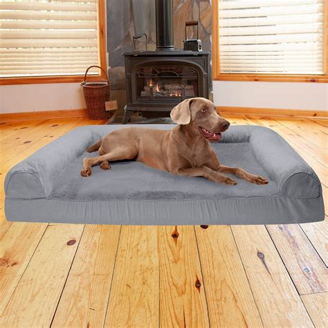 Furhaven Plush And Suede Cooling Gel Bolster Dog Bed Wremovable Cover