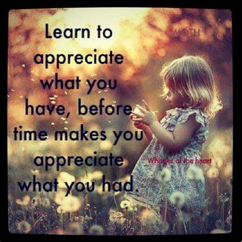 Learn To Appreciate What You Have Before Time Makes You
