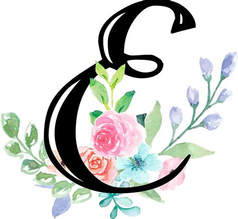 Girly Watercolor Floral Initial E Sticker By Grafixmom Floral