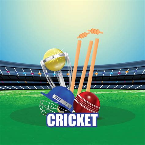 Cricket Match Concept With Stadium And Background 1988262 Vector Art At
