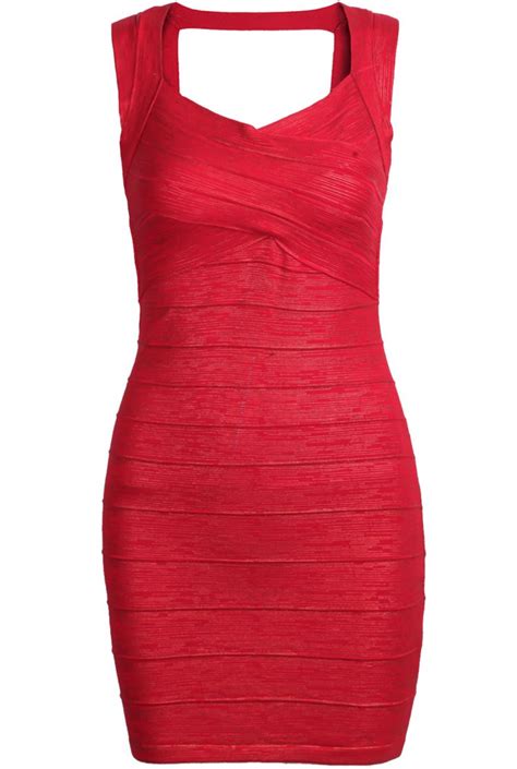 Sleeveless Bodycon Bandage Red Dress