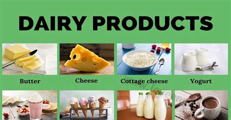Dairy Products List Of Different Milk Products In The English