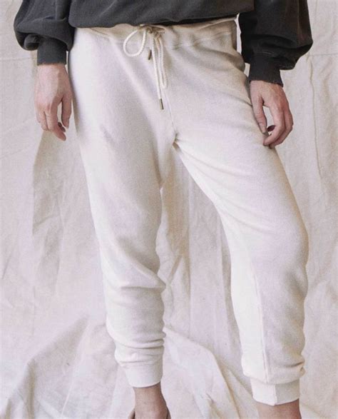 The Cropped Sweatpant Solid Washed White Sweatpants Gym Pants