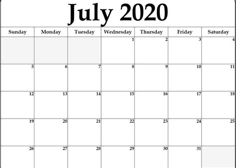 Monthly Calendar July August 2020 Example Calendar Printable
