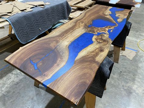 Epoxy Live Edge Acacia Dining Table Top In 35mm Thickness Etsy