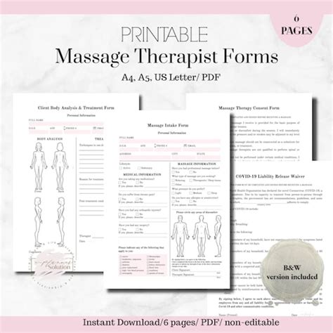 Massage Therapist Business Planner Printable Spa Business Etsy