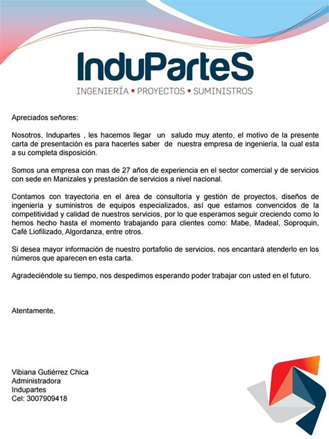 Carta De Presentacion By Indupartes Issuu