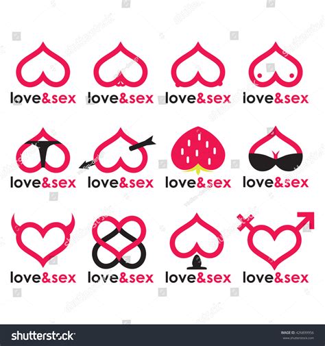 Sex Shop Logo Hearts Collection Stock Vector Royalty Free 426899956 Shutterstock