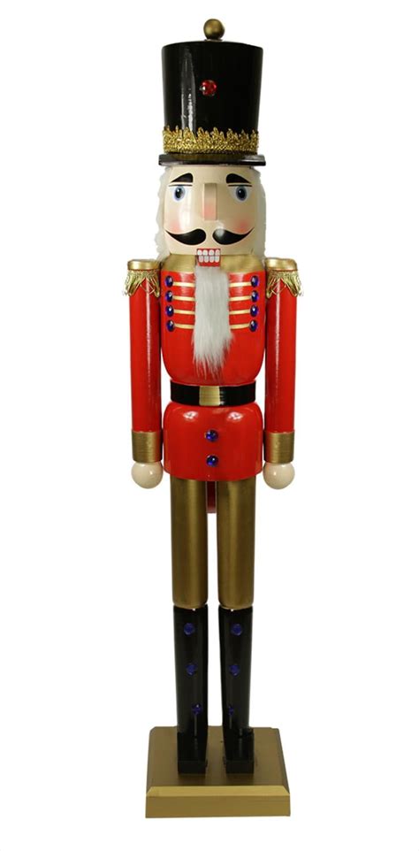 36 Decorative Red And Gold Wooden Christmas Nutcracker Soldier