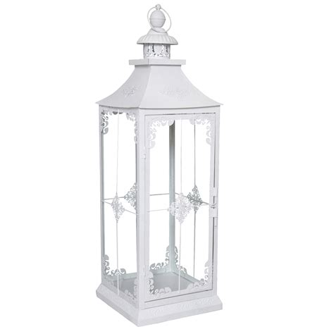 Solar led gartenleuchte mit 200 cm lampenmast und akku 15 lumen solar laterne garten groß 3 6 von 5 sternen 113. Laterne CHALET weiß shabby chic H71cm - GROSS aus Metall ...