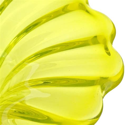 Murano Bright Yellow Opalescent Italian Art Glass Midcentury Center Bowl Vase At 1stdibs